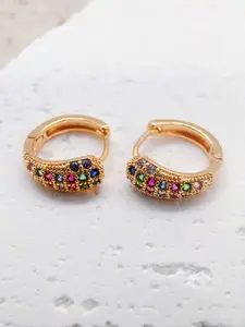 Colorful Zircon Hoop Earrings, Party Style Jewelry, All Season Wear, Fashionable Accessories for Women, Trendy Ear Cuff Design, High Quality Earrings