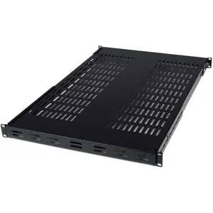 StarTech ST-ADJSHELF 1RU Adjustable Vented Steel Server Rack Mount Shelf, 19in Expandable Home Supplies, 28.7in Length, Heavy-Duty Bracket with M5 Cage Nuts & M5 Truss Head Screws for Home AV-Networking Equipment Organization (Heat-Dissipating)