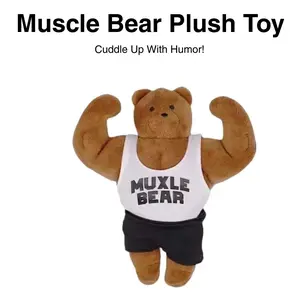 Muscle Bear mini Plush Toy - Strong Funny Doll for Little Gifts - Ideal Birthday Present for Kids and Adults - Soft and Cuddly