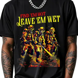 100% Cotton Firefighters In Action With Flames T-Shirt Women Men Outdoor Casual Short Sleeve Comfortable And Versatile
