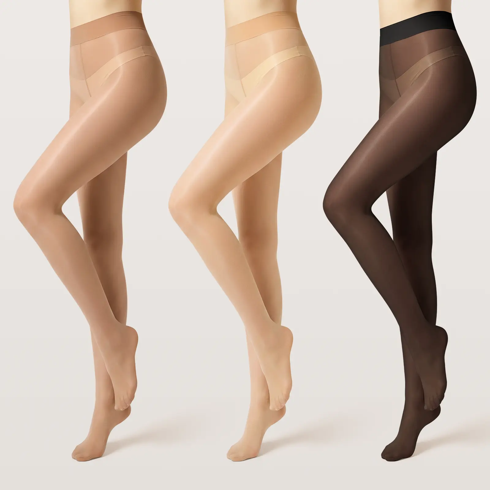 Women's 3-Pack High-Waist Pantyhose, Sheer Silky Underwear Set with an Ultra-Smooth Glossy Oil Shine, Underwear Sets Thigh Highs Sparkle