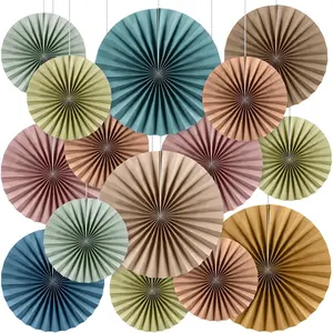 Boho Hanging Paper Fans Decor Back to School Paper Fans Round Garlands Bulletin Board Classroom Decorations for Party Supplies Classroom Decor