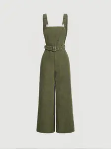 Spring Fall Women's Casual Corduroy Jumpsuit, Adjustable Shoulder Straps, Loose Fit, Comfortable Fashion Pants, Long One-Piece