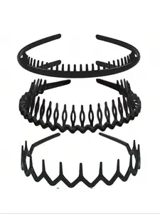 3pcs Wave Hairbands with Teeth, Simple Durable Non-Slip Design, Suitable for Face Washing Skincare, Matte Fashion Unisex Hair Accessories, Deep Wave Headband, Headband Set