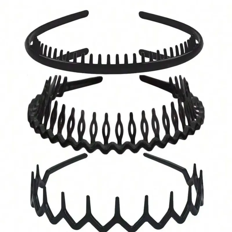 3pcs Wave Hairbands with Teeth, Simple Durable Non-Slip Design, Suitable for Face Washing Skincare, Matte Fashion Unisex Hair Accessories, Head Band for Washing Your Face