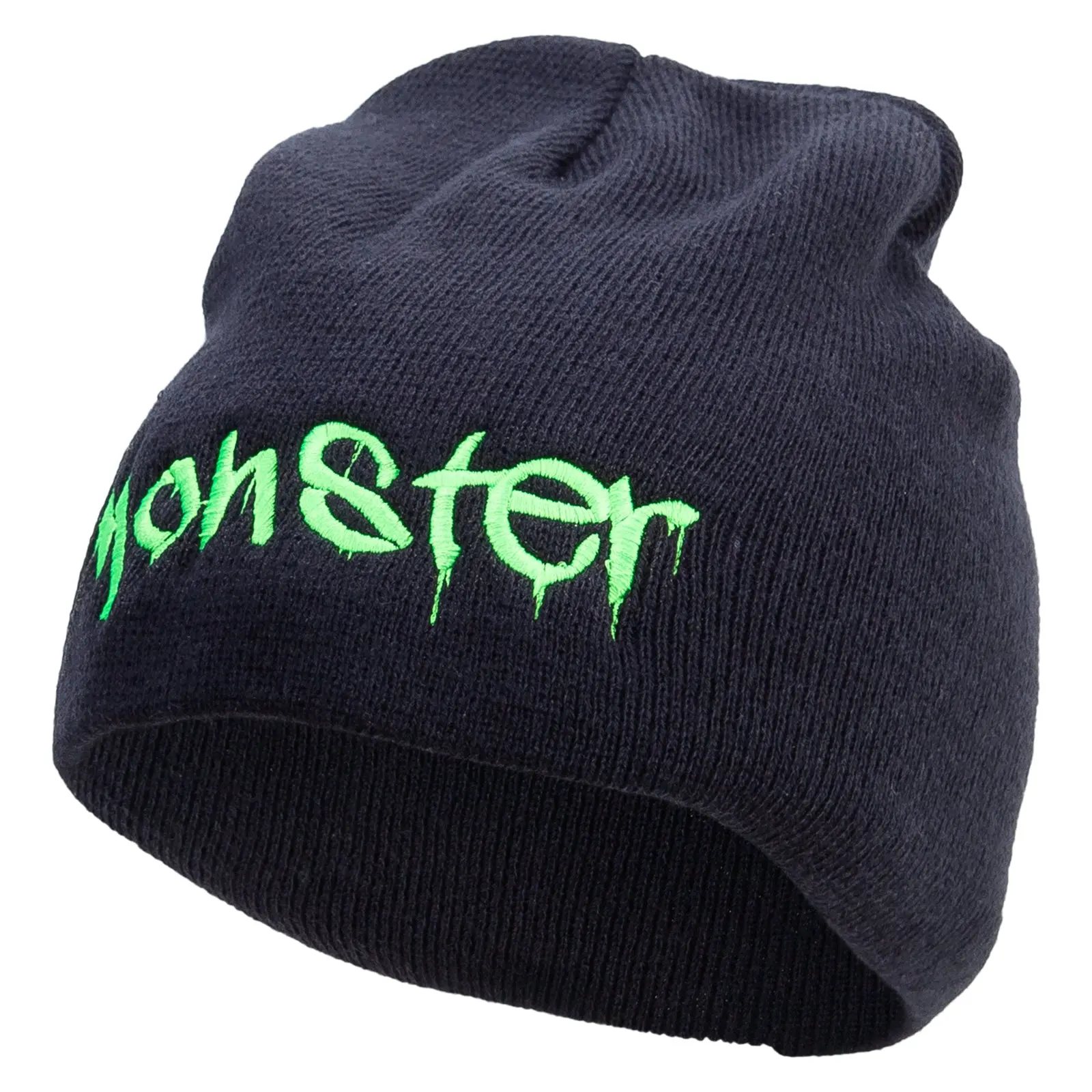 Monster Embroidered Big Size 8 Inch New Solid Color Short Beanie