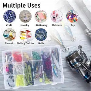 36 Grids Clear Plastic Storage Box with Adjustable Dividers, Multipurpose Organizer Case for Beads, Jewelry, Fishing Tackle and DIY Craft Supplies