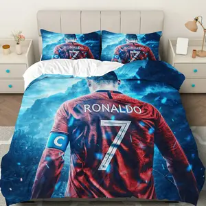 3PCS Duvet Cover Set, 1 Duvet+2 Pillowcases(Without filler), Football Legend Sports Star Champion Athlete theme, Christmas bedding set, bed sets supplies, Comfortable Suitable for decoration bedroom living room dormitory guest room.