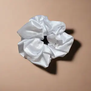 White Premium Jumbo Satin Scrunchie