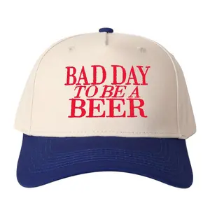 Bad Day To BE A BEER Humorous Novelty for Weekend and Party Wear Embroidered Baseball Cap Custom Thread Color Vintage Soft Cotton Adjustable Hat Trendy Streetwear Gift for Men & Women