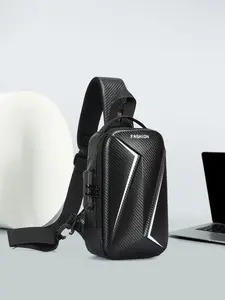1pc Men's hard shell chest bag, equipped with functional technology style lock buckle and reflective strip, suitable for outdoor activities, street wear and daily affairs
