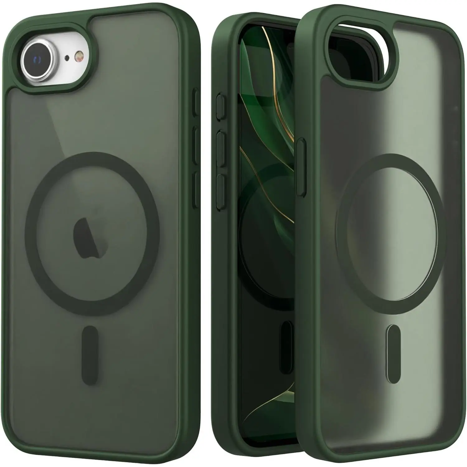 for  16e Case 2025,Built in  Compatible with MagSafe,Slim Fit Translucent Matte Shockproof Anti-Fingerprint Cover  16e 6.1 Inch,Graphite Green