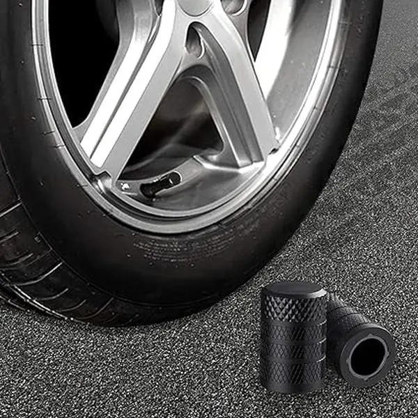 Tire Valve Stem Caps, Black, 4 pcs/Pack, Anodized Aluminum Tire Valve Cap Set, Corrosion Resistant, Universal Stem Covers for Cars Trucks Motorcycles SUVs and Bikes