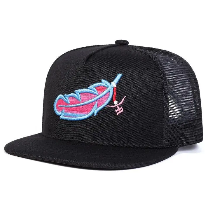 Feathered Outlaw Trucker Snapback Cap, The Rancher Feather Cotton Mesh Back Breathable Snapback, Unisex Hat Gift