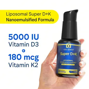 Cell Queue Liposomal Vitamin D3 K2 5000IU with Vitamin D & K as MK-7 Supplement Supports Bone Muscle Heart Mood & Immune Health Nanoemulsified Liquid