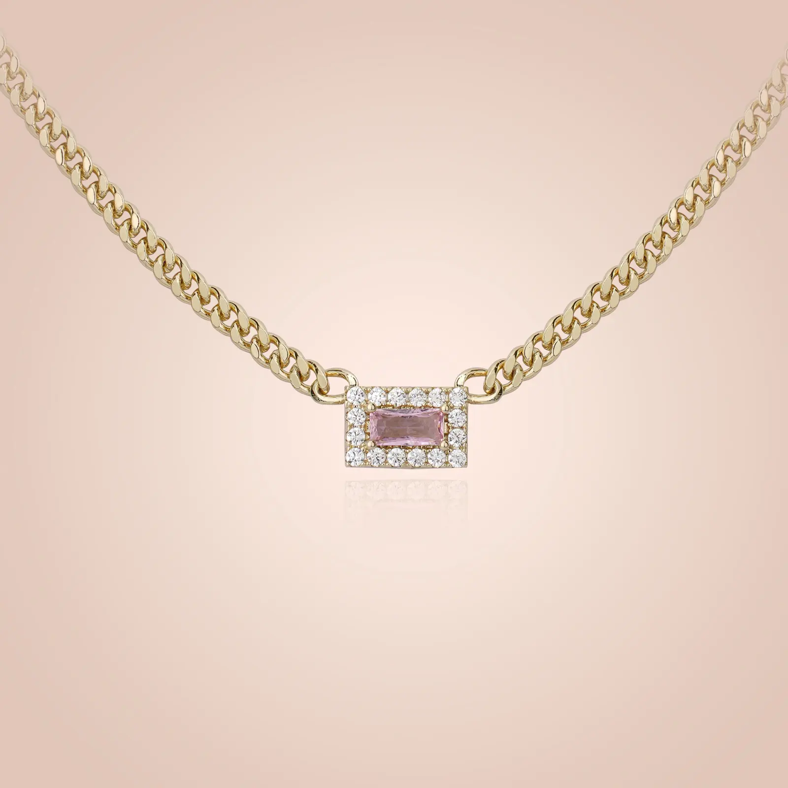 MEIITRUE 14K Gold Plated Zirconia Pendant Necklace for Women, Cuban Link Choker Necklace, Trendy All-match Jewelry
