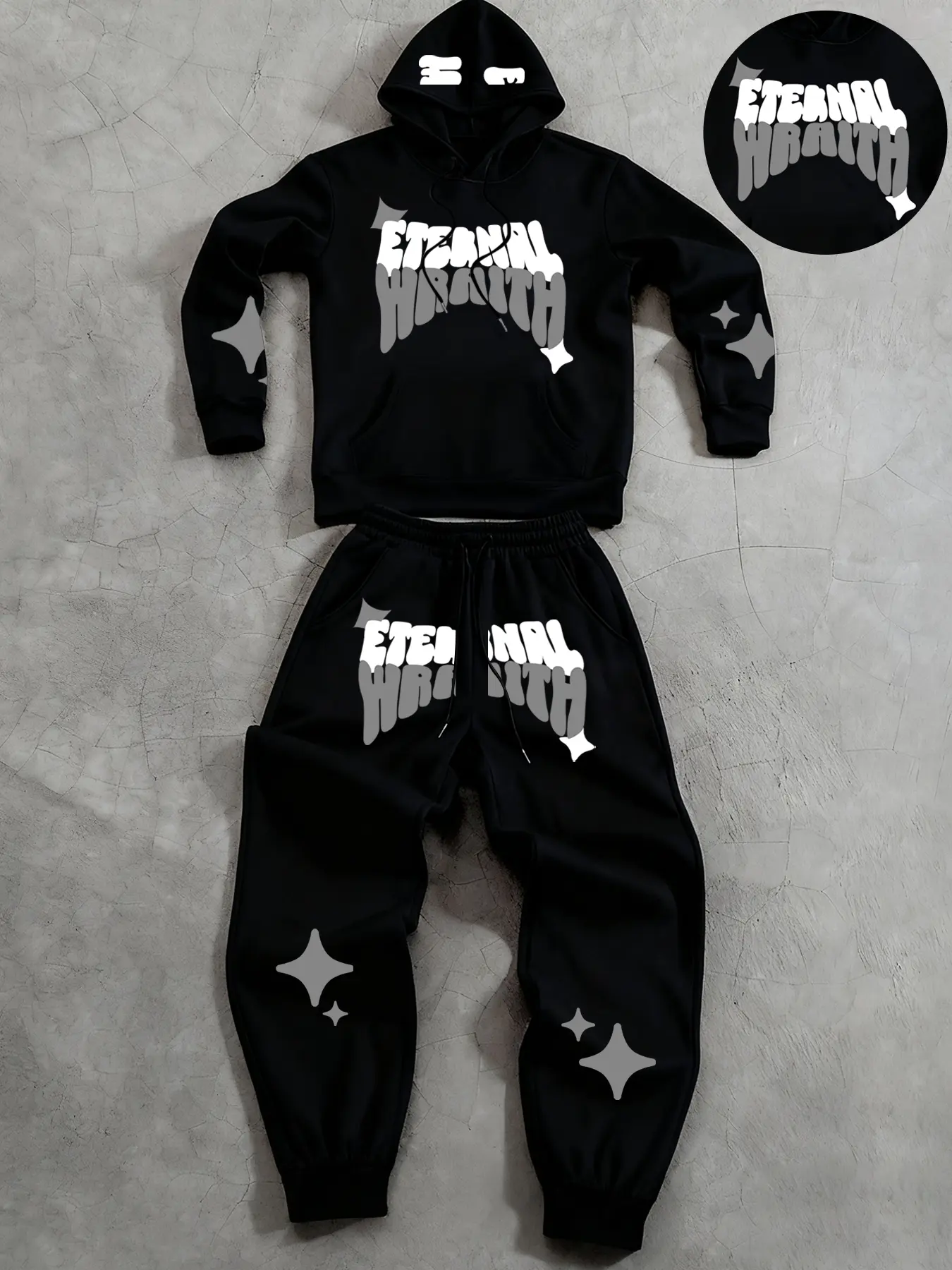 Men's Casual Hooded Sweatshirt & Drawstring Pants Set, Casual Everyday Set, Letter Print Long Sleeve Comfortable Fitted Fashion Two-Piece Printed Pants Set for Outdoor Activities
