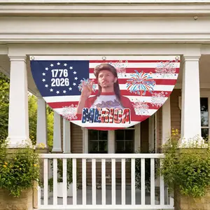 USA 1776–2026 Patriotic Semicircle Flag Design, 1776–2026 Patriotic Mullet Rock And Roll Design, 4th Of July American Independence Day Decor, Decorations for Outdoor, Indoor, Yard, Garden, Porch, Lawn | 100426.R0763.ID01