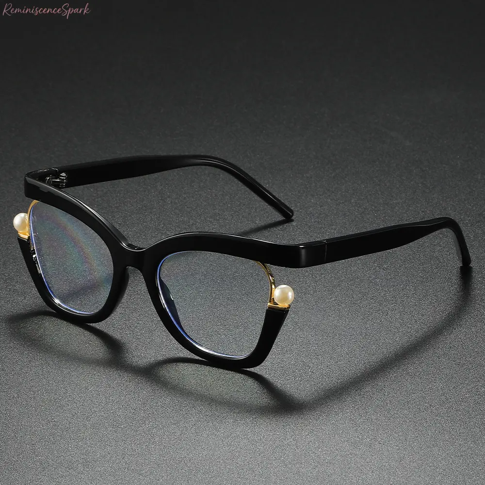 2026 Women's Cat-Eye Anti-Blue Light Glasses, Fashion Pearl-Decorated Frame, Lightweight Glasses for Women for Reading, Office Screen Use