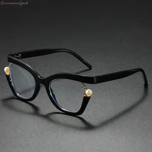 2026 Women's Cat-Eye Anti Blue Light Glasses, Fashion Pearl Decorated Frame, Lightweight Eyewear for Reading, Office Screen Use and Daily Styling