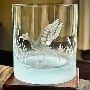 Hand Engraved Duck Whiskey Glass - Decorative Design with Bird-Inspired Elements, Ideal for Cocktails Drinkware