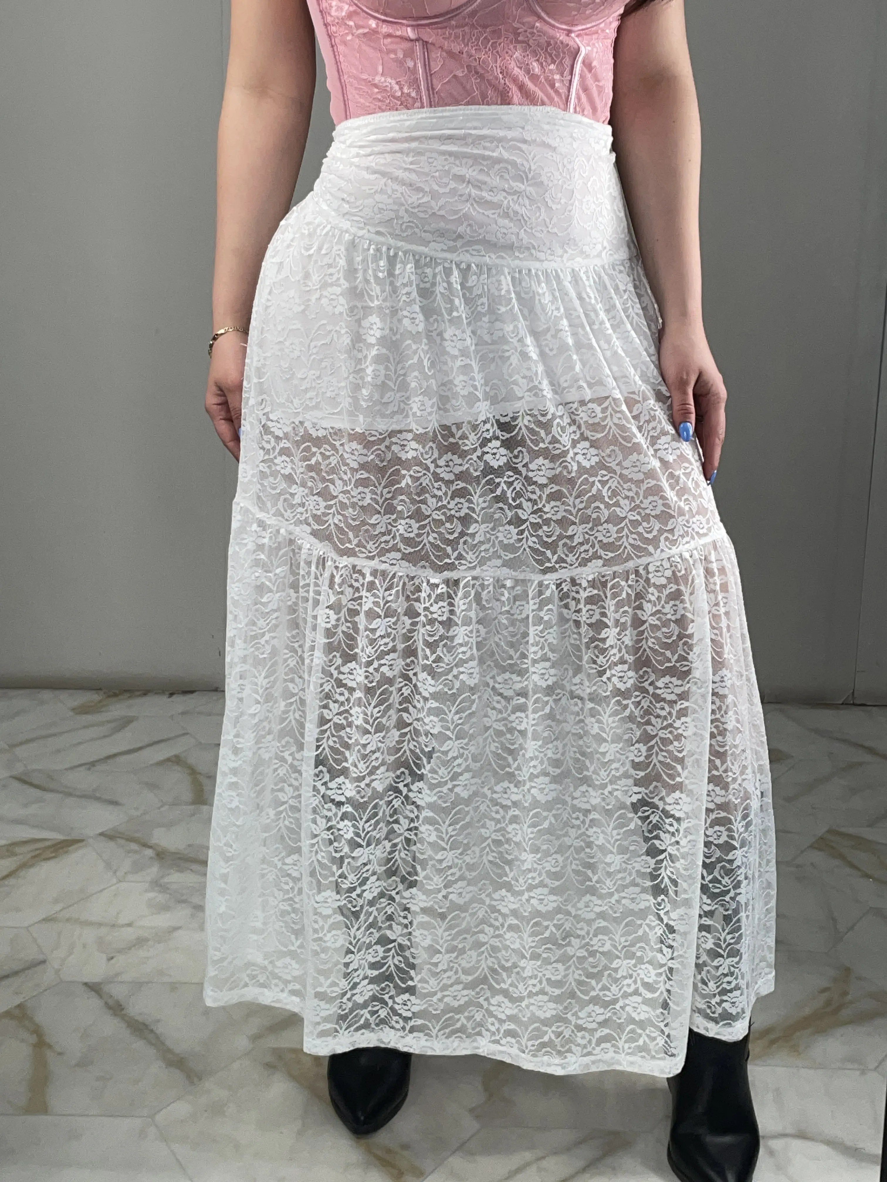 Gabby's Lace Skirt - Midi Length - Under Skirt Included - True to size and Stretchy