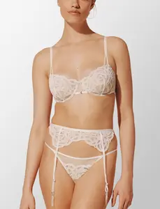 Rose Lace Thong & Garter Set