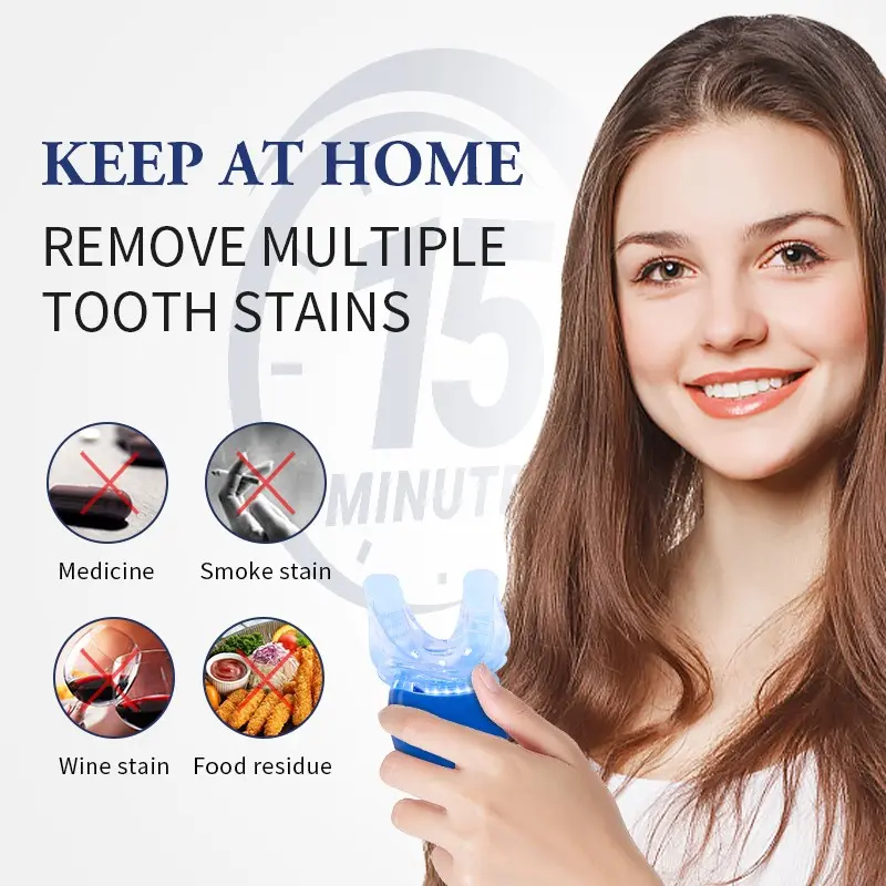 Wireless Teeth Whitening Kit, Portable Home Dental Cleaning Set, Includes 1 Lamp + Brush, Easy-To-Use Teeth Whitening System