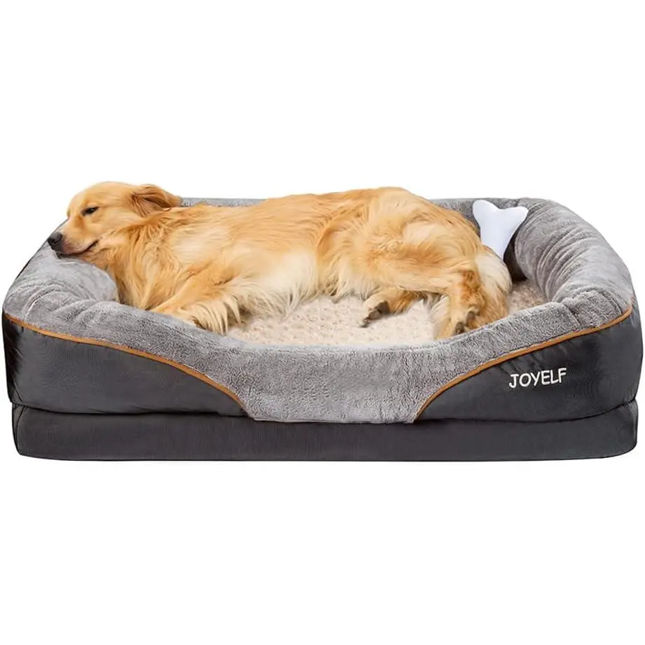 JOYELF XL Orthopedic Memory Foam Dog Bed & Sofa - Polyester Solid Cover, Removable Machine-Washable Cover, Free Squeaker Toy Gift