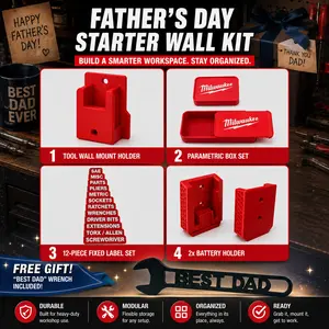 Milwaukee Father's Day Tool Organizer Starter Wall Kit | Battery Holder & Modular Storage System