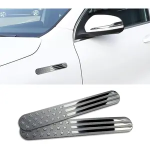 2PCS USA American Metal Flag Auto Fender Emblem, American Flag Decal, 6"x1"Metal American Flag Emblem Stickers, Universal Car Accessories 3D Adhesive Sport Badge for Car SUV Truck (Black)