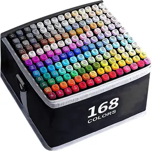 Ultimate Art Kit 168 Vibrant Colors Alcohol Markers with Coloring App Dual Tip for Kids & Adults Painting Sketching Drawing Travel Case Gift Idea