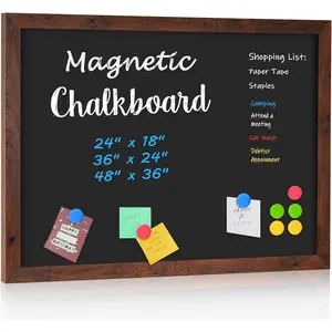 Chalk Board 24" x 36", Magnetic Large Chalkboard for Wall Rustic Blackboard Hanging Chalkboards Sign Menu Board for Kitchen Decor Office Home School 4 Markers 8 Magnets, Brown
