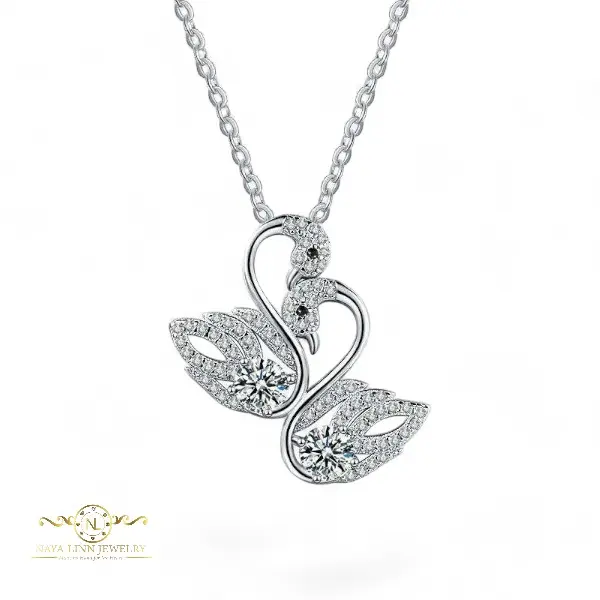 Piper Double Swan Moissanite Necklace By Naya - Linn Jewelry