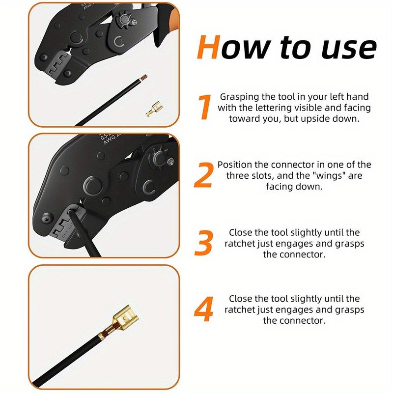 600-piece SN-58B Ratchet Crimping Pliers Set Hand Tools for Crimping AWG 23-16 Terminals, with A 2.8/4.8/6.3mm Male and Female Clamp Connector Combination Kit