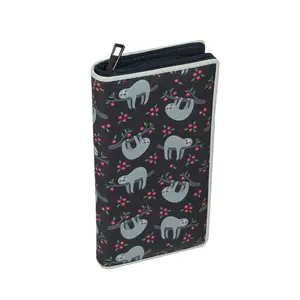 Take It Easy Happy Sloth Vinyl Novelty Wallet ID Holder Snap Fashion Wristlet