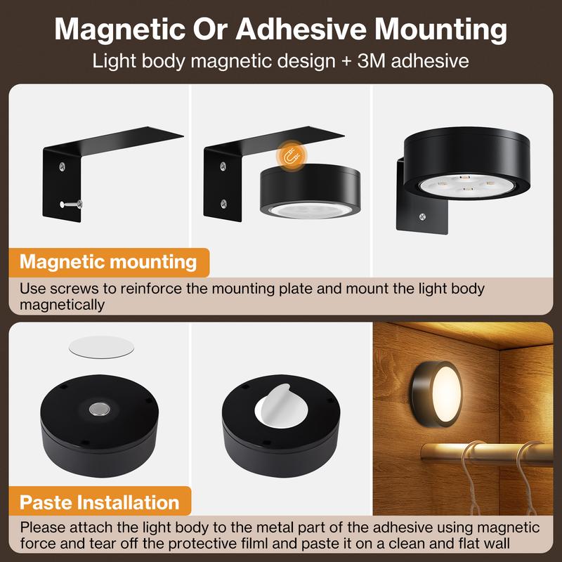 CADRIM Picture Light Wall Light 3 Pack Rechargeable with Remote 12 RGB Colors Dimmable Timer Magnetic Wireless Art Display Lighting for Painting Photo Frame Poster (Renter Friendly)