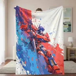 Sci-Fi Mecha Warrior Robot Blanket, Soft Bedding Throw for Home Use, Robot Blankets