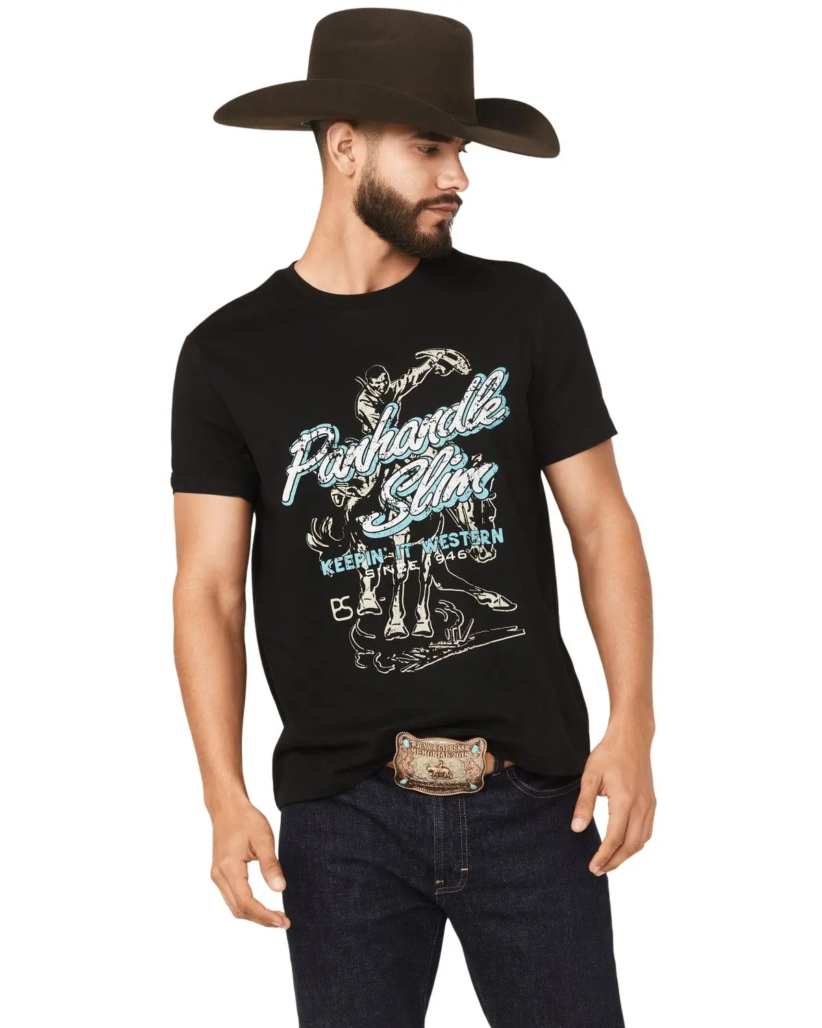 Panhandle Men's Slim Men'S Cowboy Short Sleeve Graphic T-Shirt - Pu21t06592