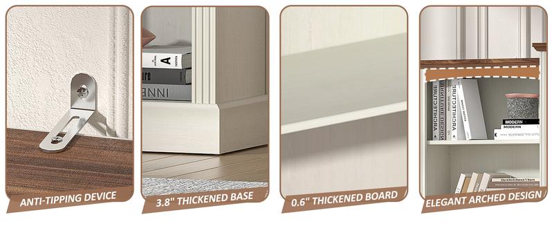 Spurgehom 5-Tier Open Bookcase, 70 Inches Tall. Features Adjustable Shelves and a Farmhouse Style Design. A Freestanding Display Storage Cabinet with Large Capacity for Living Room or Home Office