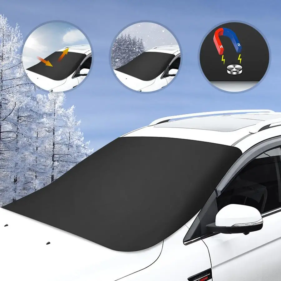 Winter Car Windshield Snow Cover, Magnetic Summer Car Windshield Sun Shade, Car Exterior Accessories for Winter & Summer, Suitable for Most Cars