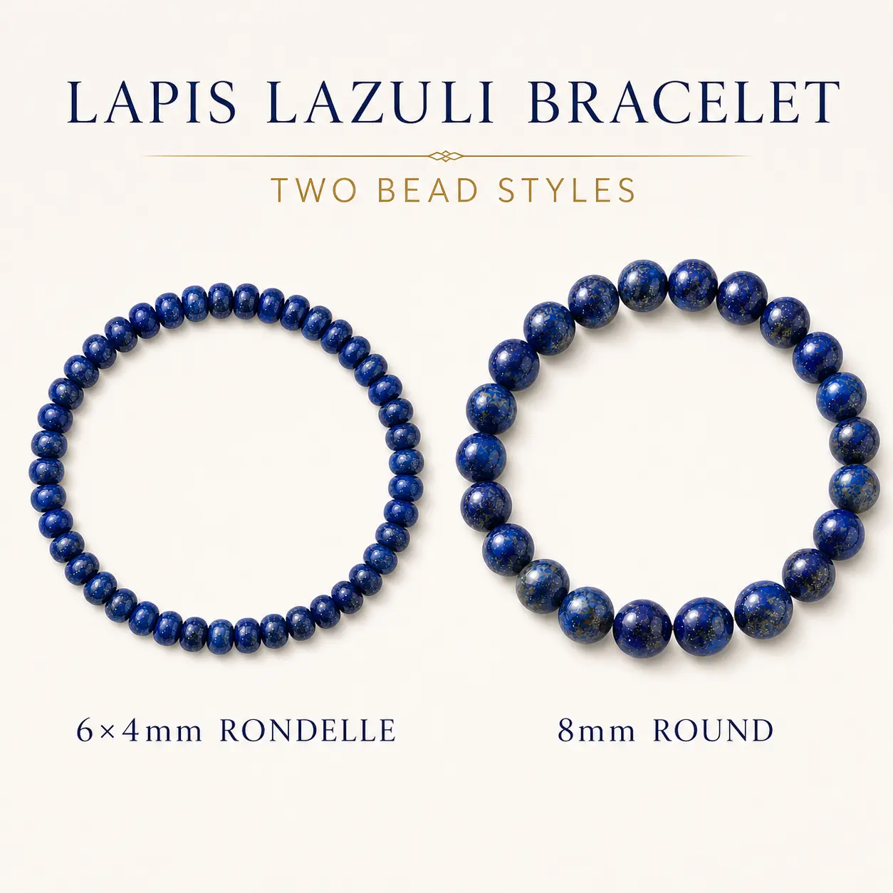 Lapis Lazuli Bracelet, Polished Unisex Design to Elevate Style for Daily Wear, 16cm Stretch Fit with Choice of Rondelle or Round Beads, Exquisite Bracelet, High Quality Bracelet