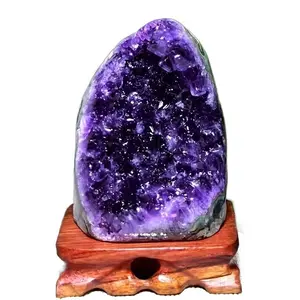 Purple crystal cluster raw stone quartz geode mineral specimen, a selection of fine gemstones suitable for home, living room, office, desktop, bookshelf display decoration, and a collection gift for crystal enthusiasts, family, and friendsLuck / Good Luck
