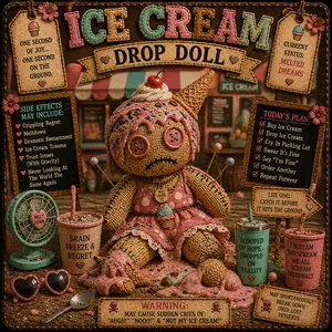 Ice cream drop voodoo doll magnet