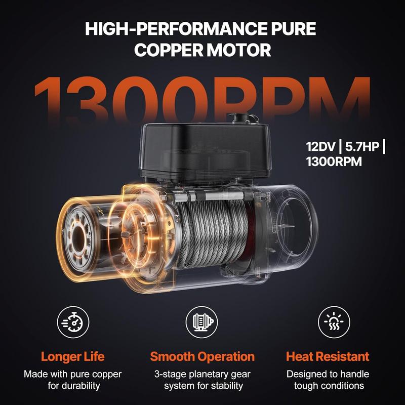 VEVOR Electric Winch, 18,000 lb Truck Trailer Jeep Winch, 12V DC 7/16 in x 85 ft Steel Cable Roller Fairlead Wireless & Wired Remote Control, IP55 Waterproof Towing for Off Road SUV Jeep Truck TrailerHoliday gifts