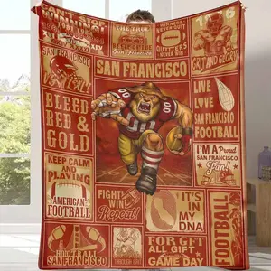 San Francisco Football Flannel Blanket,Team Spirit Themed Print,Ultra Soft Lightweight Cozy Warm,Perfect for Game Day Tailgate Party,Living Room Decor College Dorm Room,Sports Fan Gift for Him Her Travel