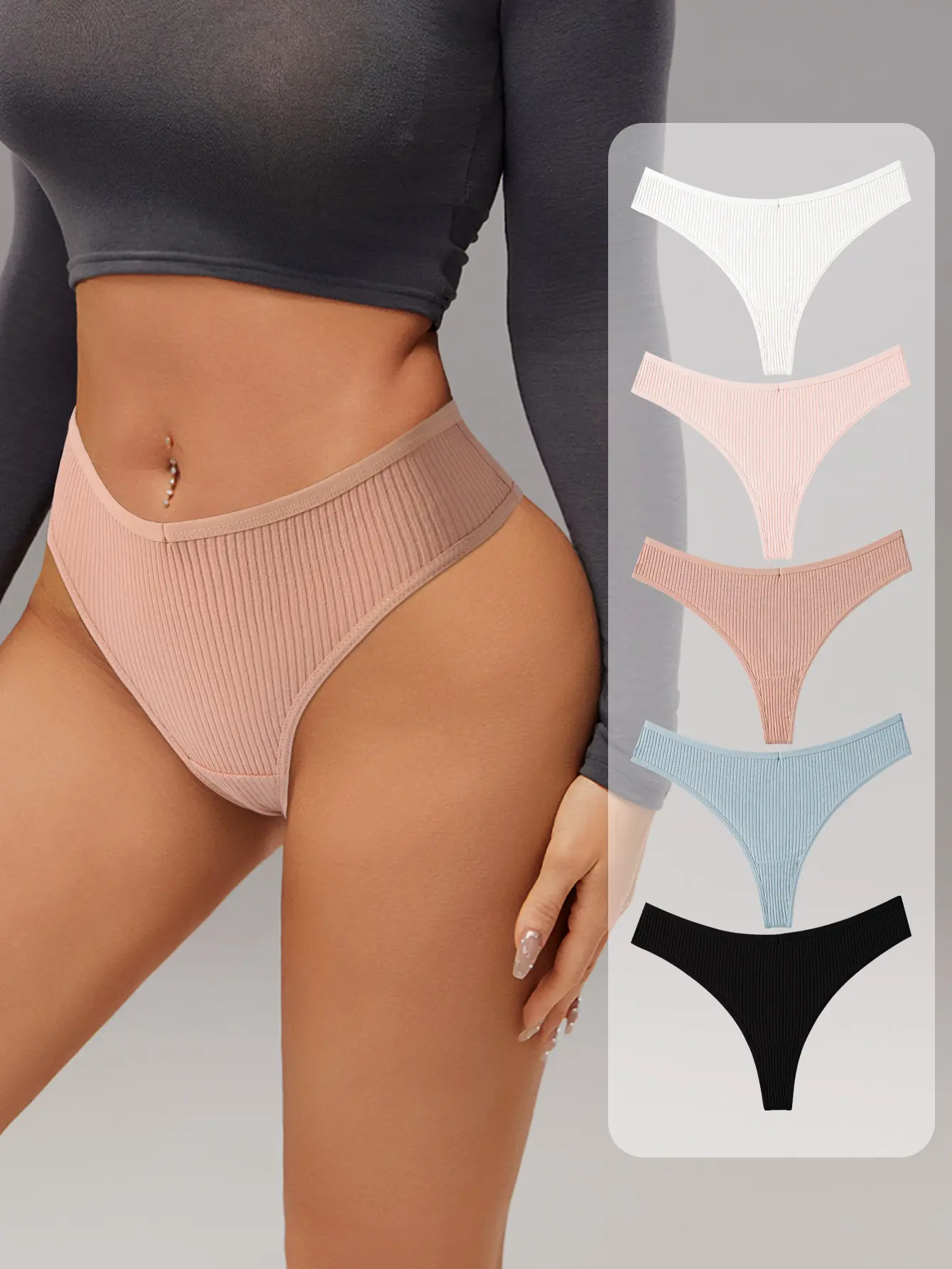 HOTCOM 5-Pack Women’s Seamless Nylon High-Cut Panties – Soft Breathable Solid Color Underwear, Minimalist Daily Basics for Trendy Womenswear