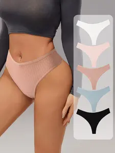HOTCOM 5-Pack Women’s Seamless Nylon High-Cut Panties – Soft Breathable Solid Color Underwear, Minimalist Daily Basics for Trendy Womenswear