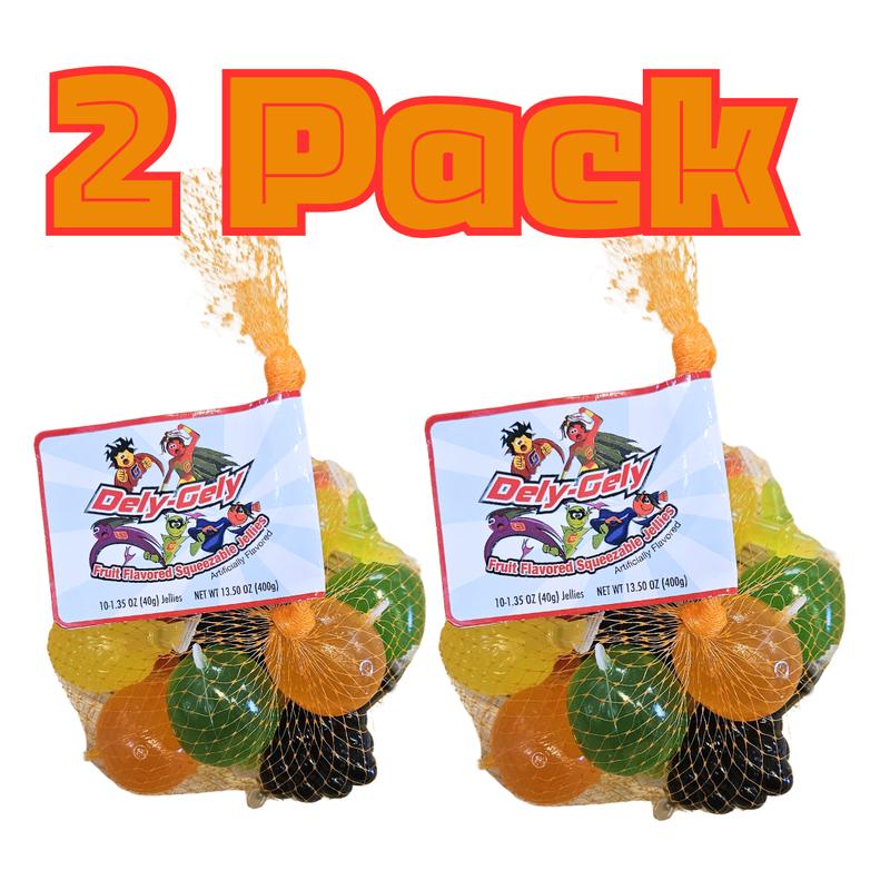 Dely-Gely (2 pack) - Fruit Flavored Squeezable Jellies (20 Ct) - Assorted Flavors Fruit-Shaped Jelly - Viral TikTok Snack Fruit Candy