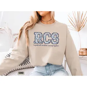 Cardiac Sonographer Sweatshirt – Floral RCS Design, Gift for Sonographer